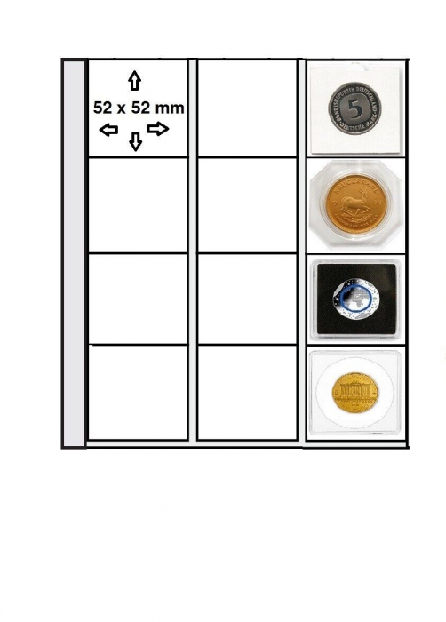 5 folii pentru 60 monede, Premium, cu 60 buzunare de 52 x 52 mm-7400PA [2]