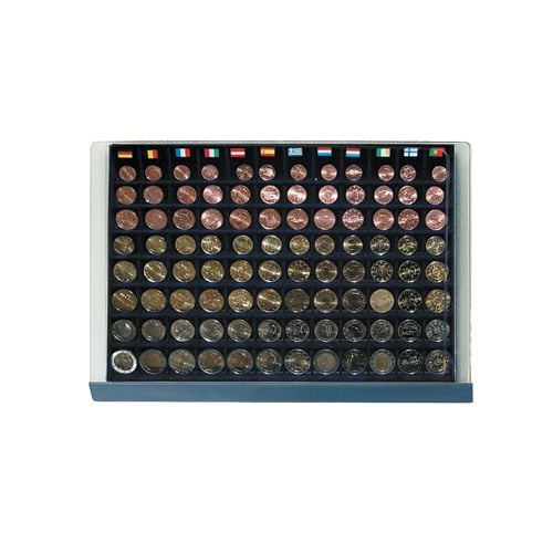 Cutie monede sertar in etui acrilic cu tava in catifea albastra pentru 45 monede de 34 mm - Nova-Big [5]