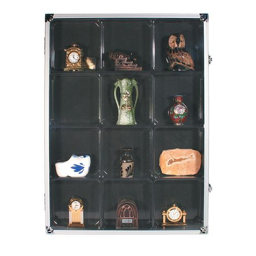 Vitrina aluminiu, 12 locasuri 87 x 90 mm, pentru figurine, roci, fosile, minerale, miniaturi, lego-5875 [1]