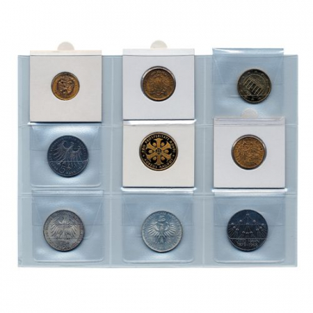 Posete Monede - 10 folii pentru 90 monede in posete sau cartonase de 50 x 50 mm-1295PA