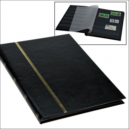 B5 Stockbooks - Black Stamp Stockbook, Book size 170 x 225 mm, 16 Black Pages
