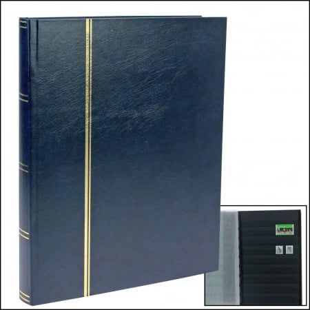Clasor timbre A4 - Clasor timbre A4 cu 16 File / 32 pagini negre - Albastru-157-4