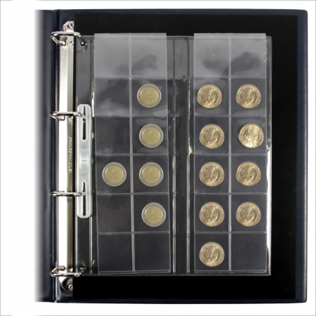 Folii Monede Compact A4 - Set 2 folii pentru monede, Compact A4, pentru 48 monede de pana la 34 mm