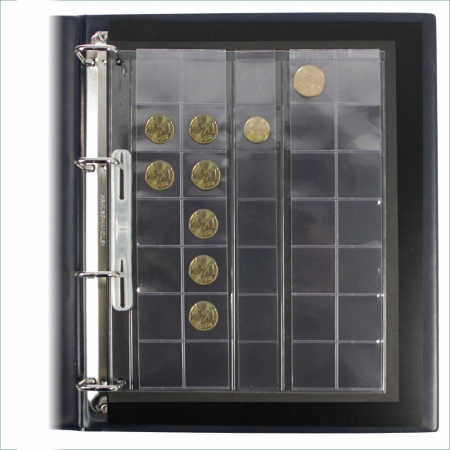 Folii Monede Compact A4 - Set 2 folii pentru monede, Compact A4, pentru 70 monede de pana la 26 mm