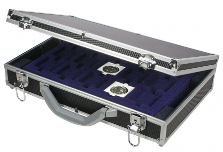 Valiza pentru monede in capsule patrate Black Diamond cu 5 tavi pentru 75 monede-269