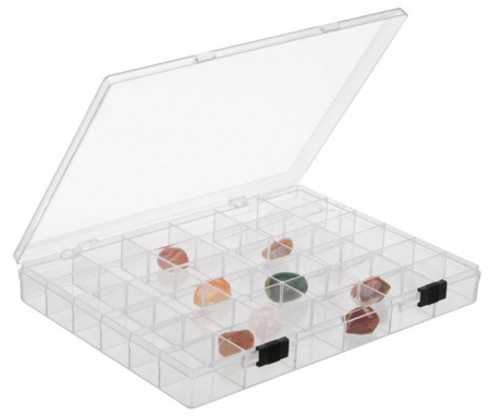 Minerale/Fosile/Roci - Cutie din plastic pentru bijuterii 36 compartimente de 3 x 2 cm-5260
