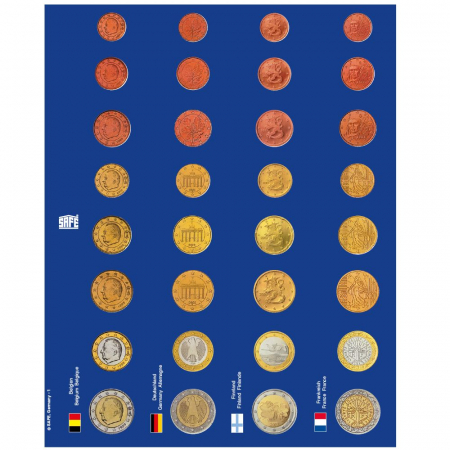 6 foi de carton albastru pre-imprimate cu monede euro in capsule si steagurile tarilor cu moneda euro-1865 [5]