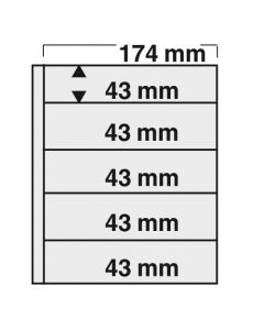 Folii pentru sistemul Compact - Folii negre pentru timbre, Compact 7879PA, 5 buzunare de 43 x 174 mm