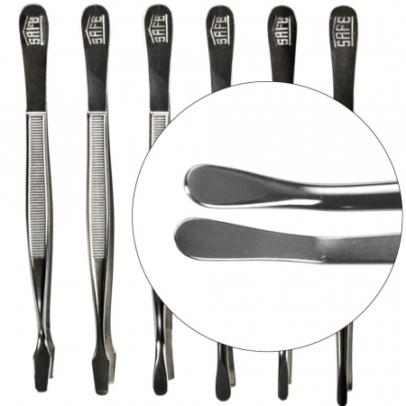 Stamp tweezers - Curved 120 mm nickel-plated round tip 120 mm long tweezers-799