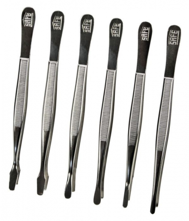 120 mm - 155 mm Long Stamp Tweezers straight squared tip nickel or gold [1]