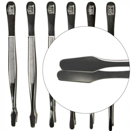 120 mm - 155 mm Long Stamp Tweezers straight squared tip nickel or gold [2]