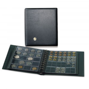 Monede - Album pentru monede, Coin-Combi, piele granulata si captusita cu 4 folii si foi de carton negru