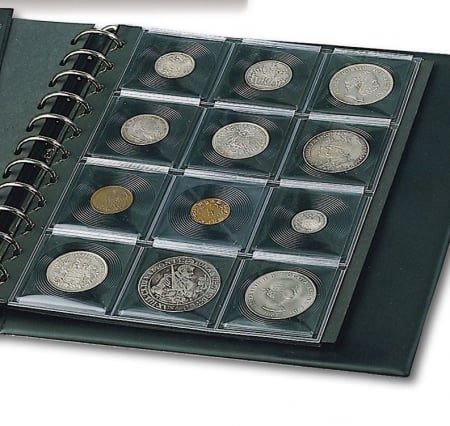 Album din piele neagra si captusit cu rame negre pentru monede de maxim 47 mm - Coin N-760 [2]