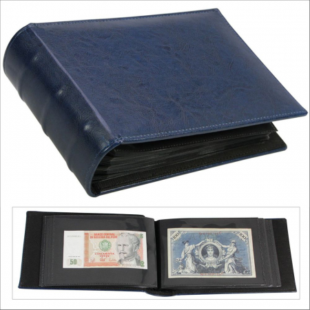 Album pentru FDC, bancnote cu coperta captusita cusuta manual - Albastru-4139 [0]