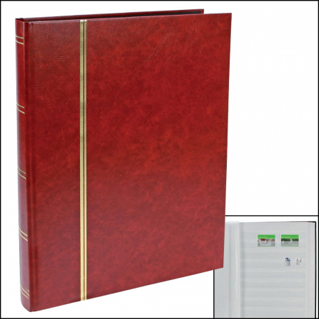 Clasor timbre A4 - Clasor pentru timbre A4 24 File / 48 Pagine Albe - Burgundy-184-1