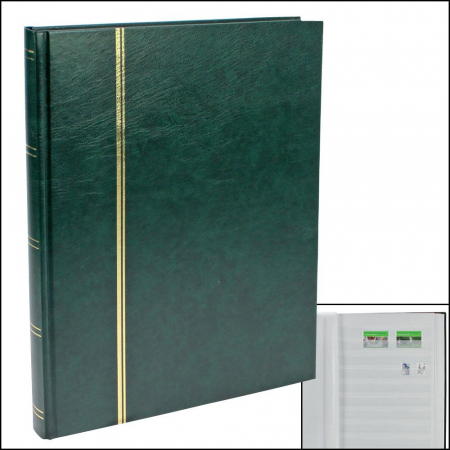 Clasor timbre A4 - Clasor pentru timbre A4 24 File / 48 Pagini Albe - Verde-148-3