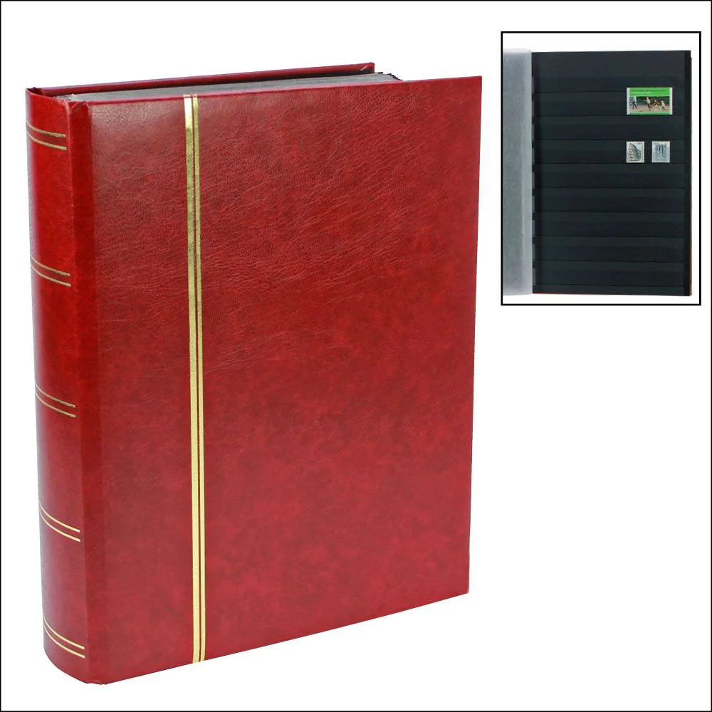 Clasor pentru timbre cu 30 file 60 pagini negre - Burgundy154-1