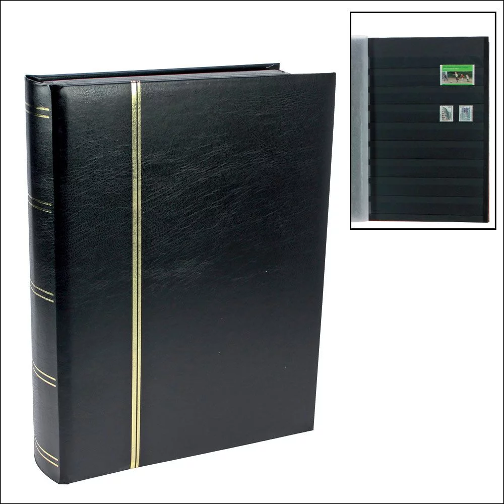 Clasor pentru timbre cu 30 file 60 pagini negre - Negru-154-1