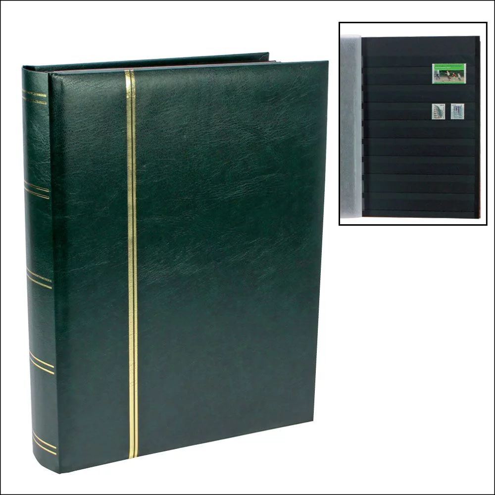 Clasor pentru timbre cu 30 file 60 pagini negre - Verde-154-3
