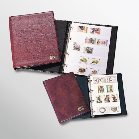 Clasor timbre A5 - Clasor pentru timbre, format A5 Burgundy, cu 5 folii albe