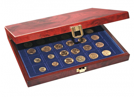 Premium-Mix Cutie din lemn lacuit cu 3 tavi pentru 79 monede de pana la 41 mm-5783