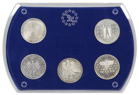 Cutie acrilica cu insertie de catifea albastra pentru 5 monede de 10 euro 20 euro-7900
