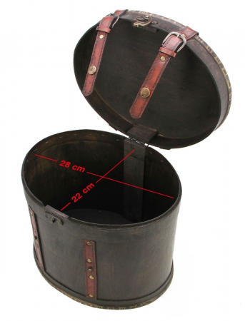 Oval wooden box lid with red leather straps - Maxi-3148 [1]