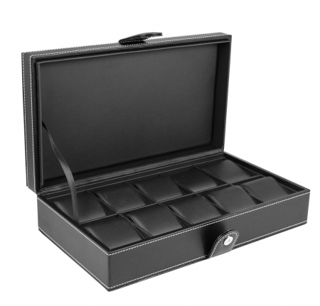 Ceasuri - Cutie din piele cu capsa, Travel Case, pentru 10 ceasuri de mana-F15