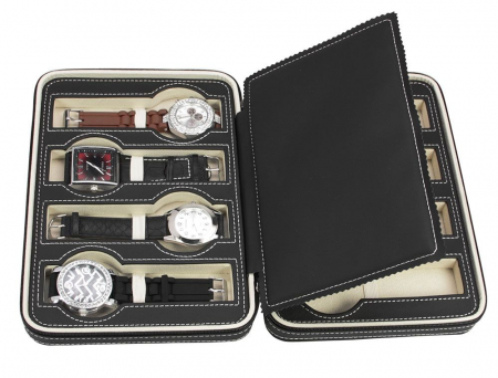 Cutie din piele cu fermoar, Travel Case, pentru 8 ceasuri de mana-F12 [1]