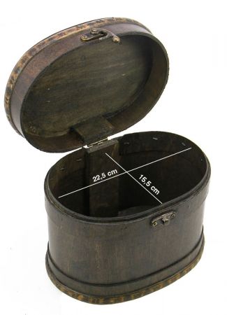 Oval wooden jewelry box with brass handle and hook closure - Large-3149 [1]