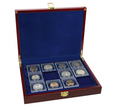 Cutii Monede - Cutie din lemn acoperit cu lac de pian pentru monede in capsule patrate quadrum-5787