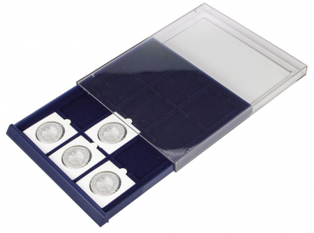 Tava cu carcasa acrilica si insertie in catifea albastra pentru 35 monede de 29 mm - Nova-Standard-6329 [5]