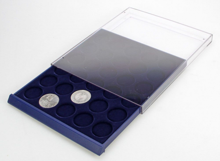 Tava cu carcasa acrilica si insertie in catifea albastra pentru 27 monede de diferite dimensiuni - Nova-Standard-6368 [1]