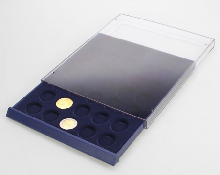 Tava cu carcasa acrilica si insertie in catifea albastra pentru 27 monede de diferite dimensiuni - Nova-Standard-6368 [2]