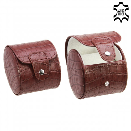 Etui pentru ceas, piele naturala maro, catifea crem pe interior - UNO-253 [3]