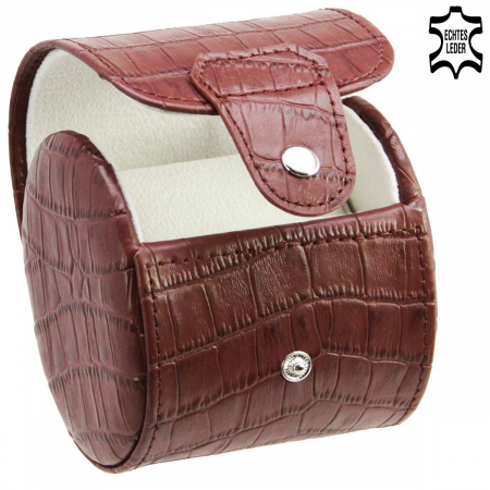 Etui pentru ceas, piele naturala maro, catifea crem pe interior - UNO-253 [1]