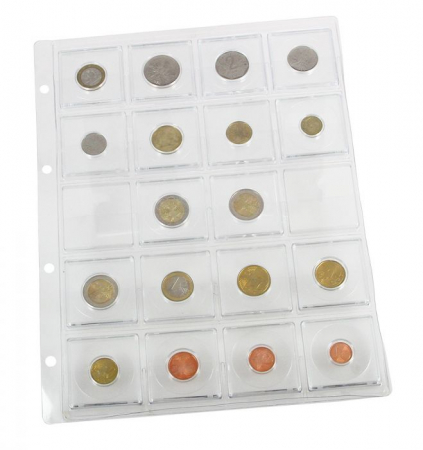 Folii Monede Compact A4 - Set 2 folii blister A4 pentru 40 monede in capsule patrate