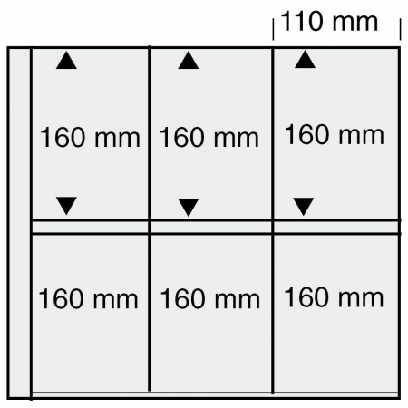 Folii Carti Postale pentru Album Mare - Foaie pentru Maxi Album cu 6 buzunare verticale  de culoarea nisipului - 110x160 mm, 5 buc. -1012 PA