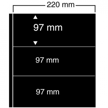 Folii Carti Postale pentru Album Compact A4 - Folii negre, Compact A4, cu 3 buzunare de 97 x 220 mm-453pa