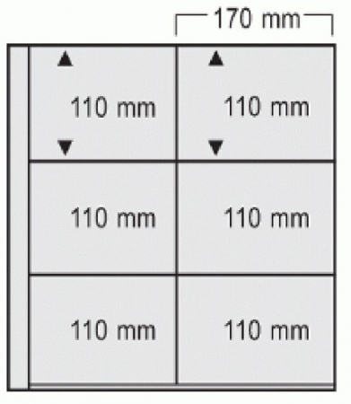 Folii Carti Postale pentru Album Mare - Foaie pentru Maxi Album cu 6 buzunare orizontale de culoarea nisipului - 170x110mm, 5 buc.
