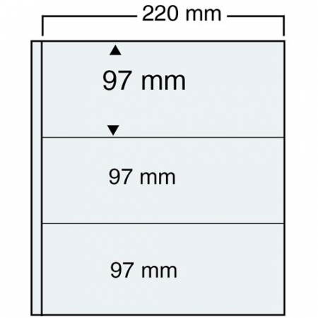 Compact A4 banknote pages - Foils for banknotes, Compact A4-Special, with 3 pockets of 97 x 220 mm