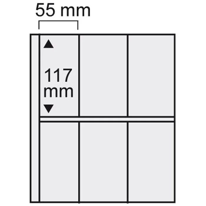Folii bancnote Compact Standard - Folii pentru bancnote, carti postale, Compact 7876PA, 6 buzunare verticale de 117 x 55 mm