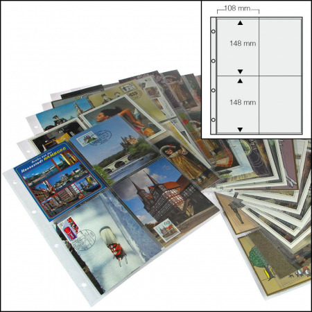 Folii Carti Postale pentru Album Compact A4 - Folii pentru carti postale, 4 buzunare - 15buc