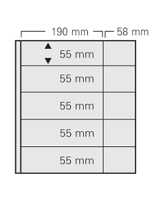 Folii Garant - Set 5 folii transparente, Garant, cu 5 buzunare de 55 x 190 mm si 55 x 58 mm