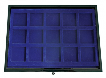 Sertare Black Lacquer - Sertar lemn inaltime 12 mm, Black Lacquer, 15 monede in capsule patrate monede in cartonase 55 x 55 mm-5905-1