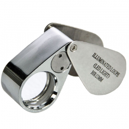 Intretinere & Accesorii Numismatica - Lupa metalica marire 10x, lumina LED, diametru 21 mm-9549