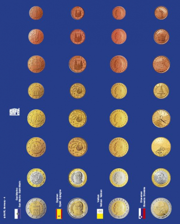6 foi de carton albastru pre-imprimate cu monede euro in capsule si steagurile tarilor cu moneda euro-1865 [3]