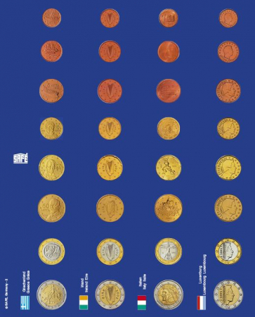 6 foi de carton albastru pre-imprimate cu monede euro in capsule si steagurile tarilor cu moneda euro-1865 [2]