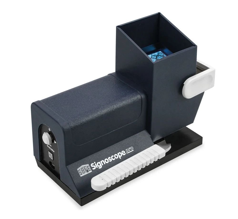 Microscop si aparat testare timbre - SAFE Signoscope PRO 9901 Watermark Detector de filigran Optico-Electronic