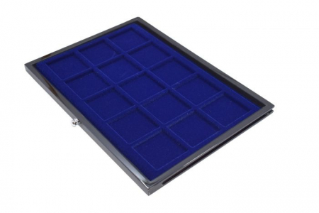 Sertar lemn inaltime 12 mm, Black Lacquer, 15 monede in capsule patrate monede in cartonase 55 x 55 mm-5905-1 [1]